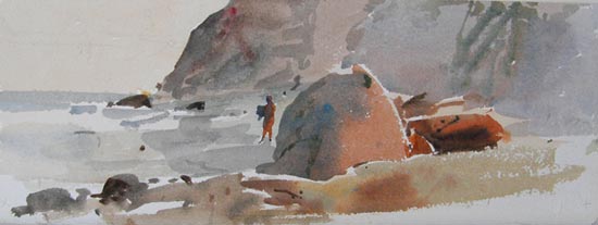 Bather Among Rocks