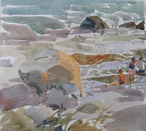 Bathers Among the Rocks